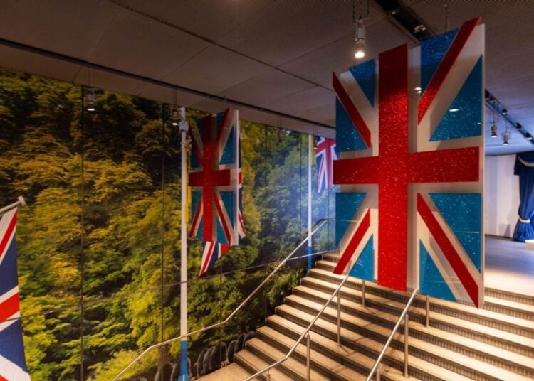 Union Jack stairwell display inside The View from The Shard