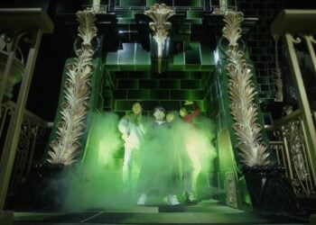 Visitors taking part in an interactive Harry Potter experience at Warner Bros. Studios Japan