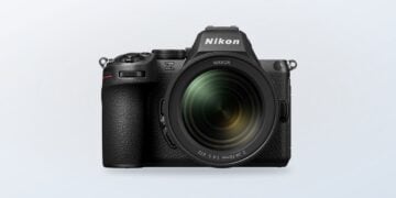 Nikon Z mirrorless camera with a large lens