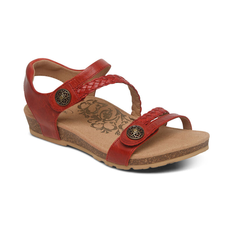 Aetrex Jillian red braided quarter strap sandal product view