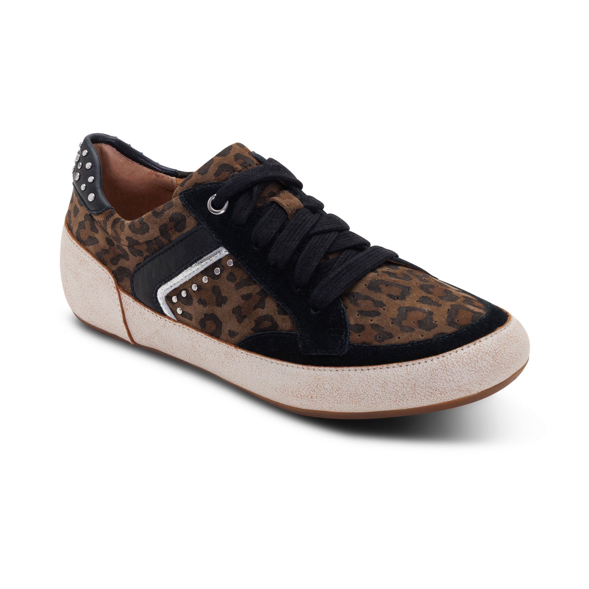Leopard Aetrex Tess arch support sneaker
