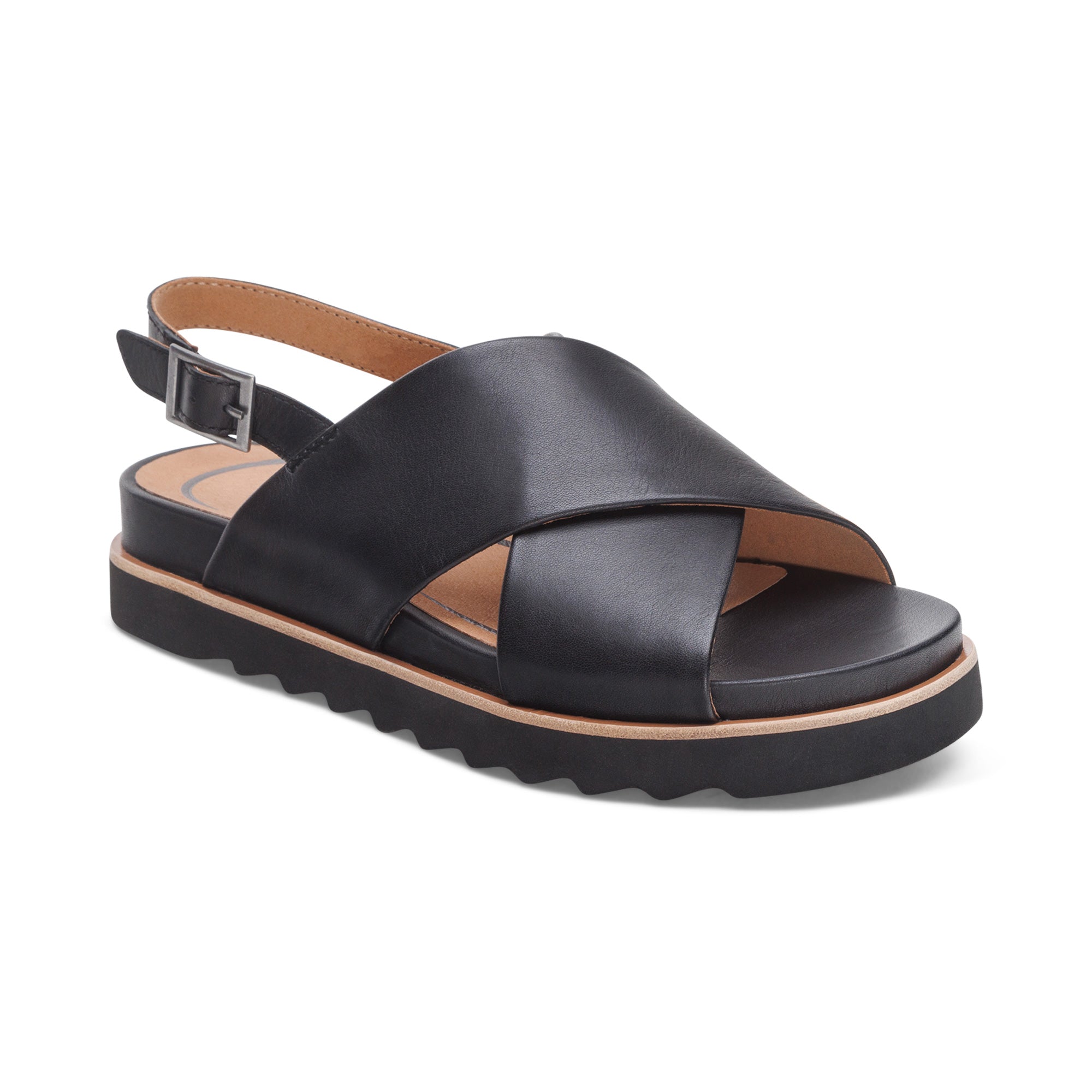 Black Aetrex Thea back-strap cork sandal