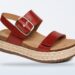 Red Aetrex Vania platform sandal with adjustable straps