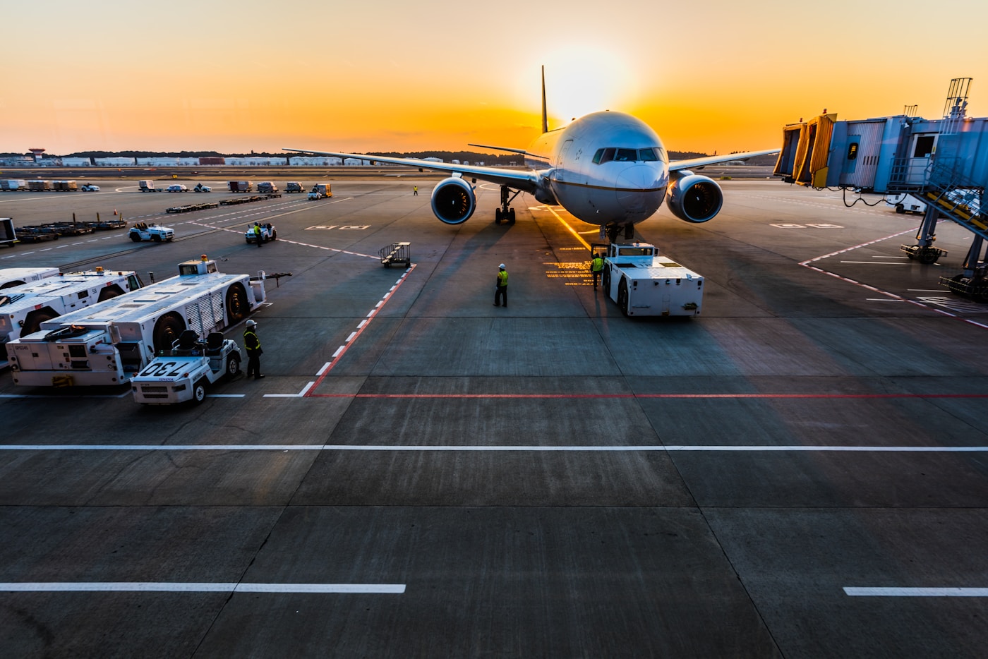 Airplane parked at an airport terminal