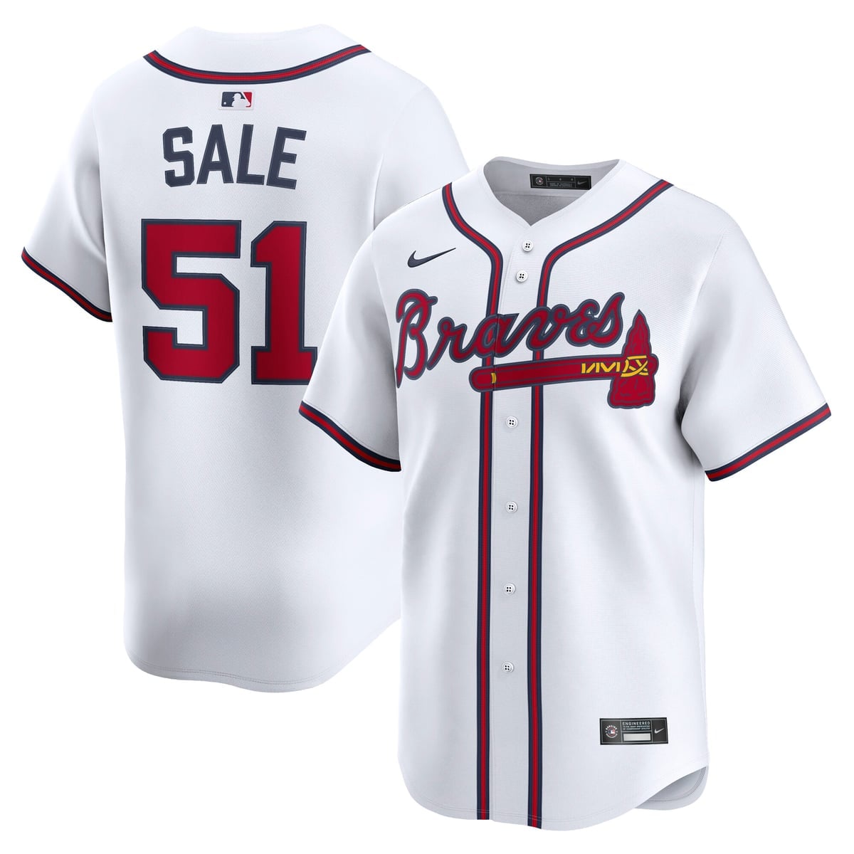Chris Sale Atlanta Braves white home limited player jersey