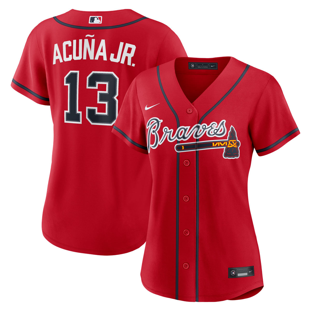 Ronald Acuna Jr Atlanta Braves women's red alternate replica jersey