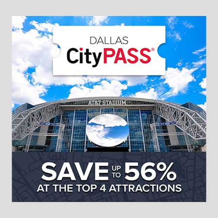 Información visual de Dallas CityPASS junto a AT&T Stadium