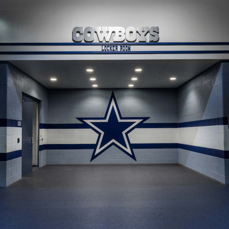 Dallas Cowboys locker room entrance inside AT&T Stadium