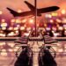 Airport lounge at night