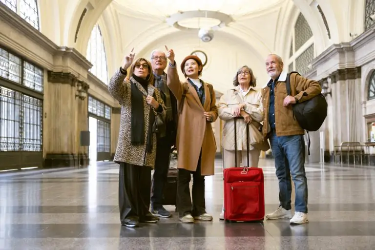 Travellers walking through an airport