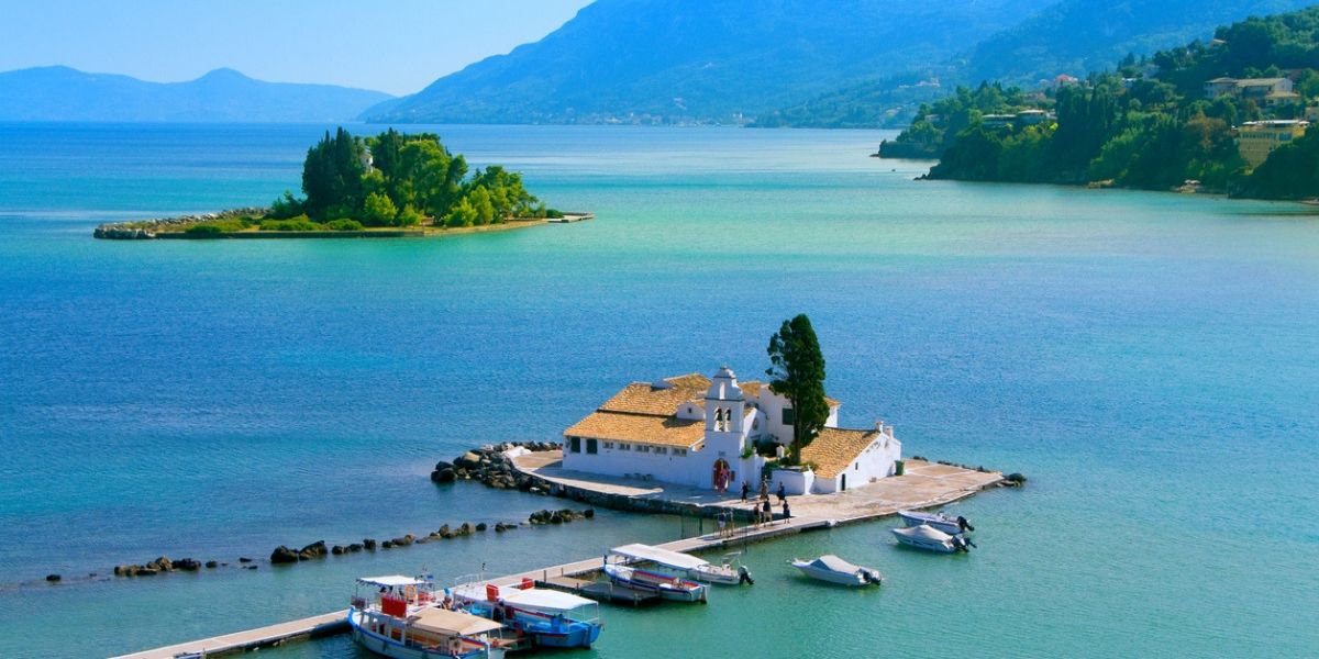 View of Pontikonisi island in Corfu