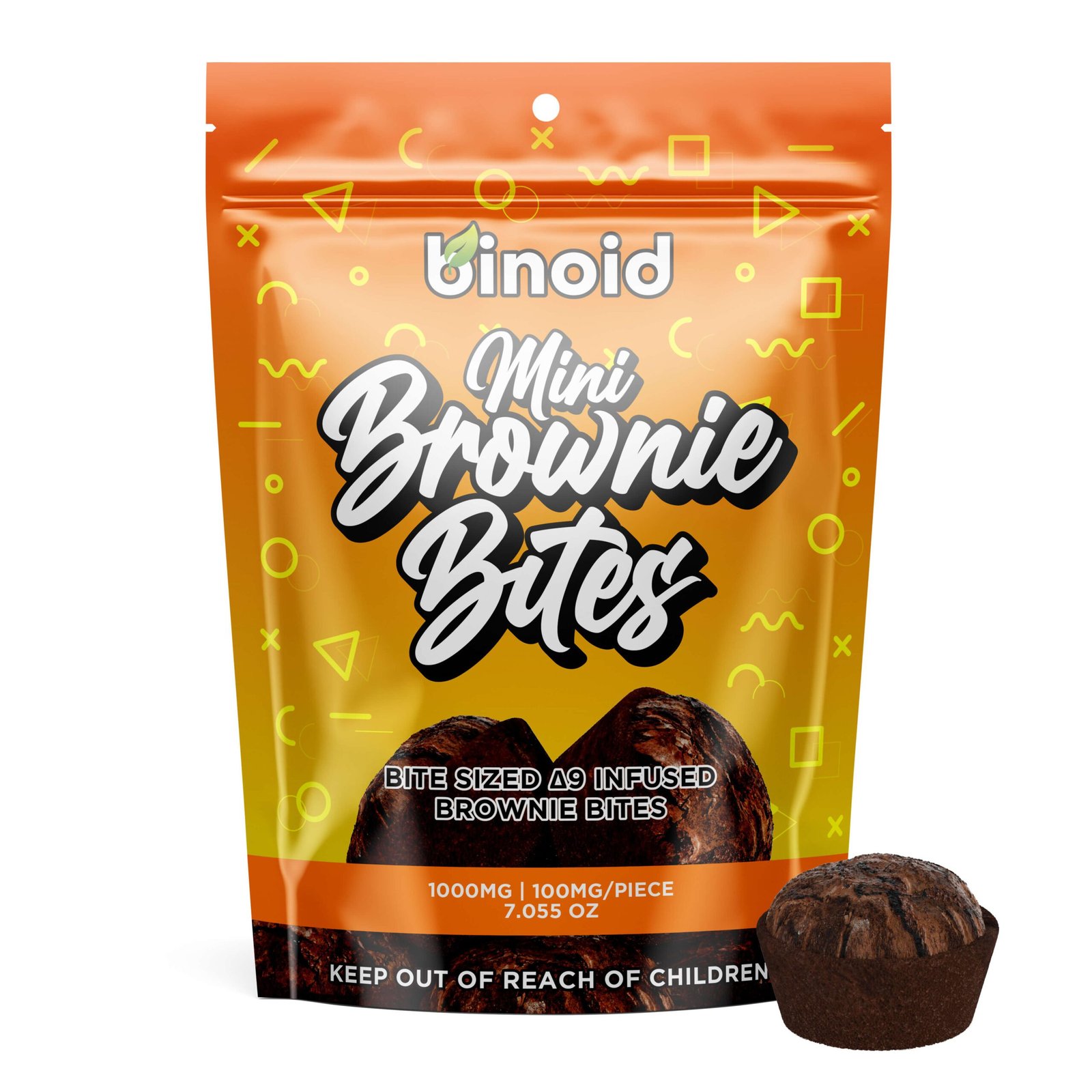 Binoid CBD Delta 9 Mini Brownie Bites pouch