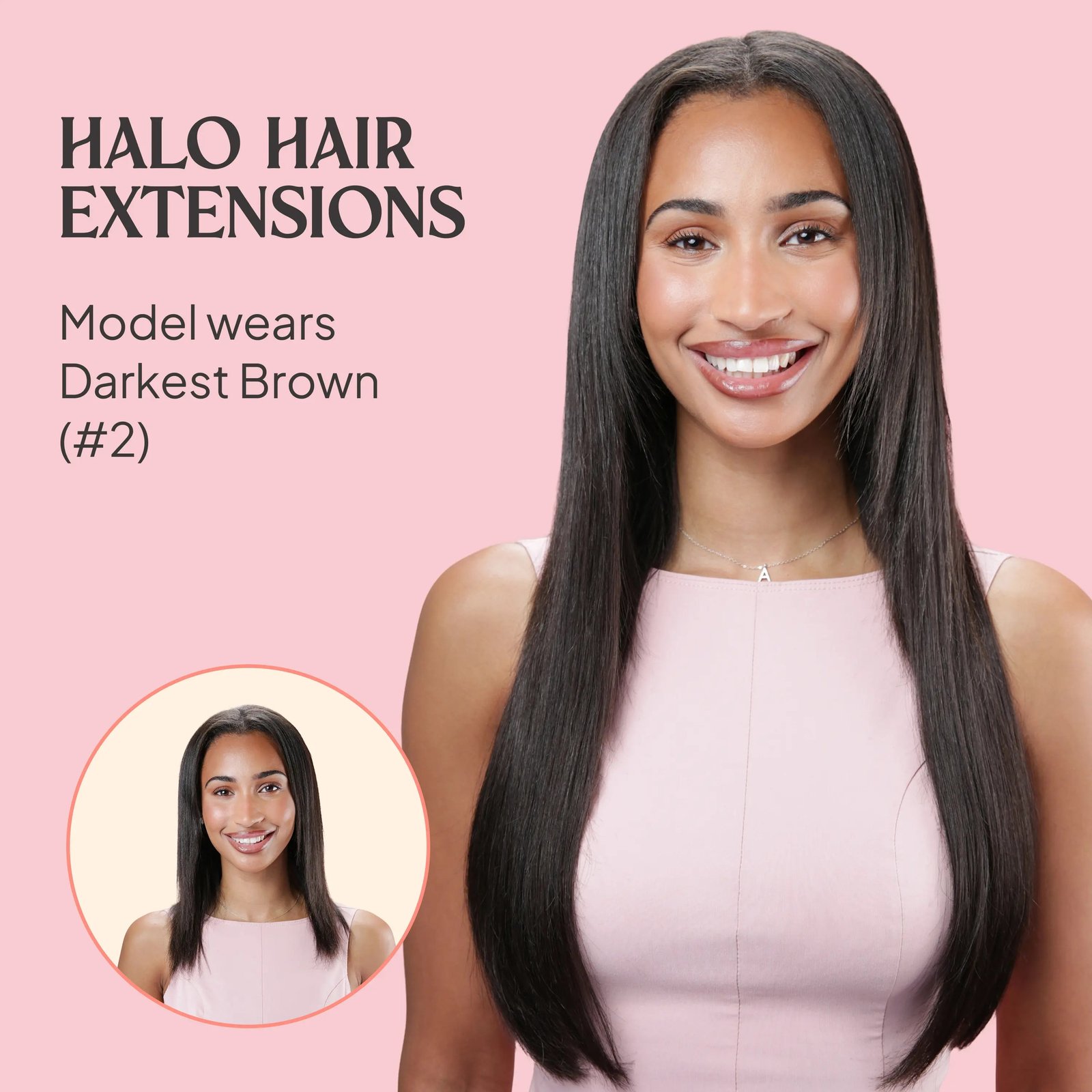 Before and after view of Soft Bronze Balayage halo hair extensions
