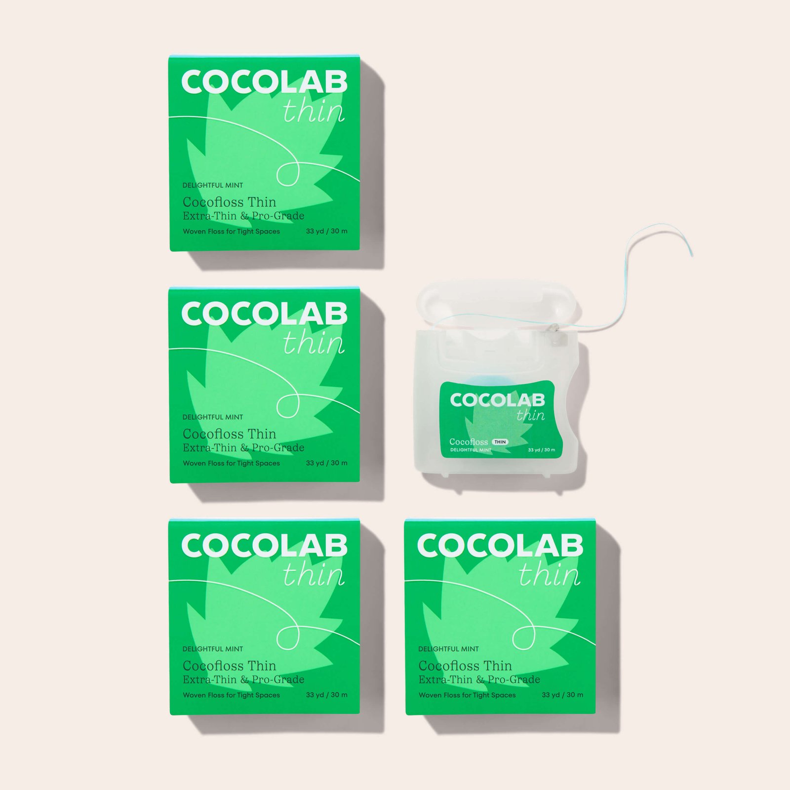 Cocofloss Delightful Mint Thin four-pack