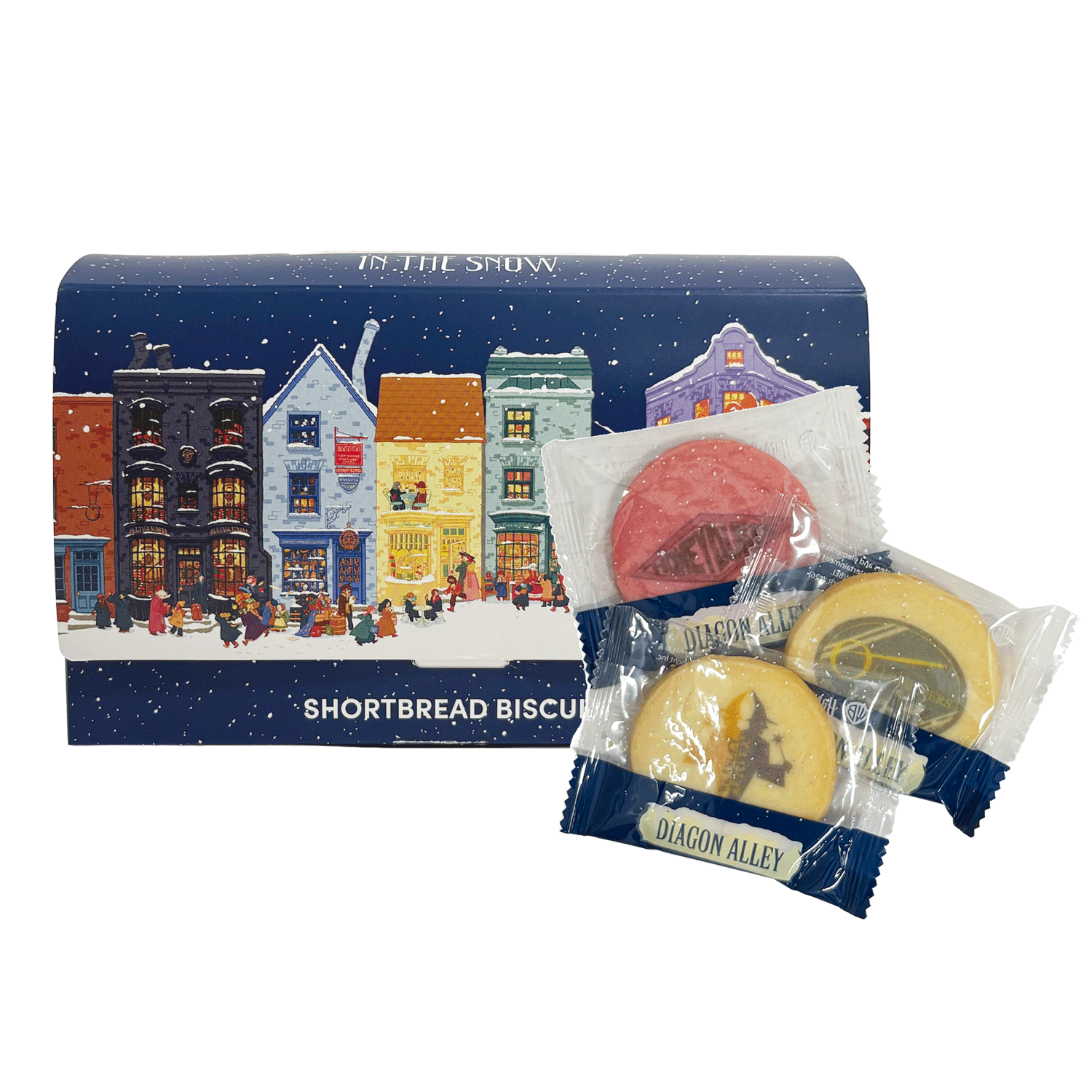 Diagon Alley Christmas printed cookie package with sticker