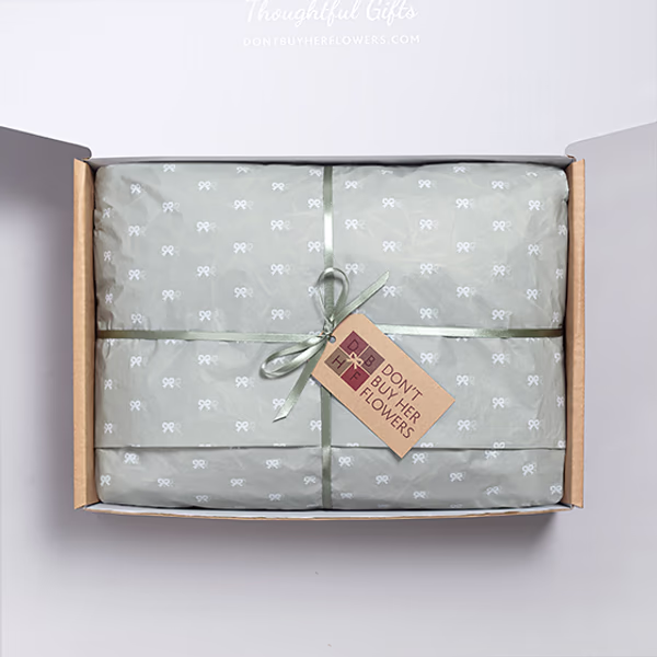 Wrapped gift box from Don't buy her flowers