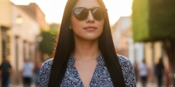 Persona usando lentes EagleEyes SuperSight Vintage Round en una escena cotidiana