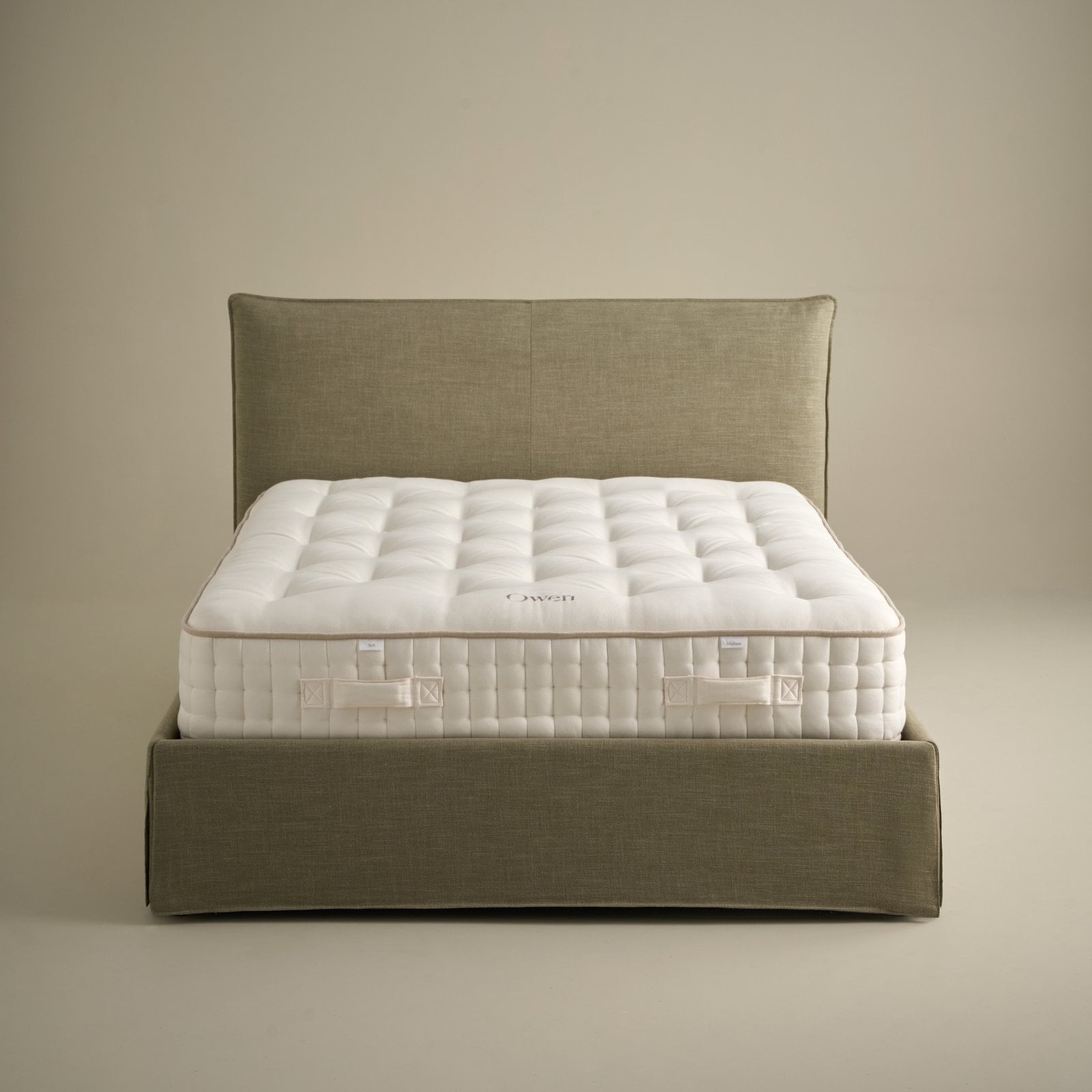 Detail of the olive Orla Side Opening Ottoman Bed upholstery