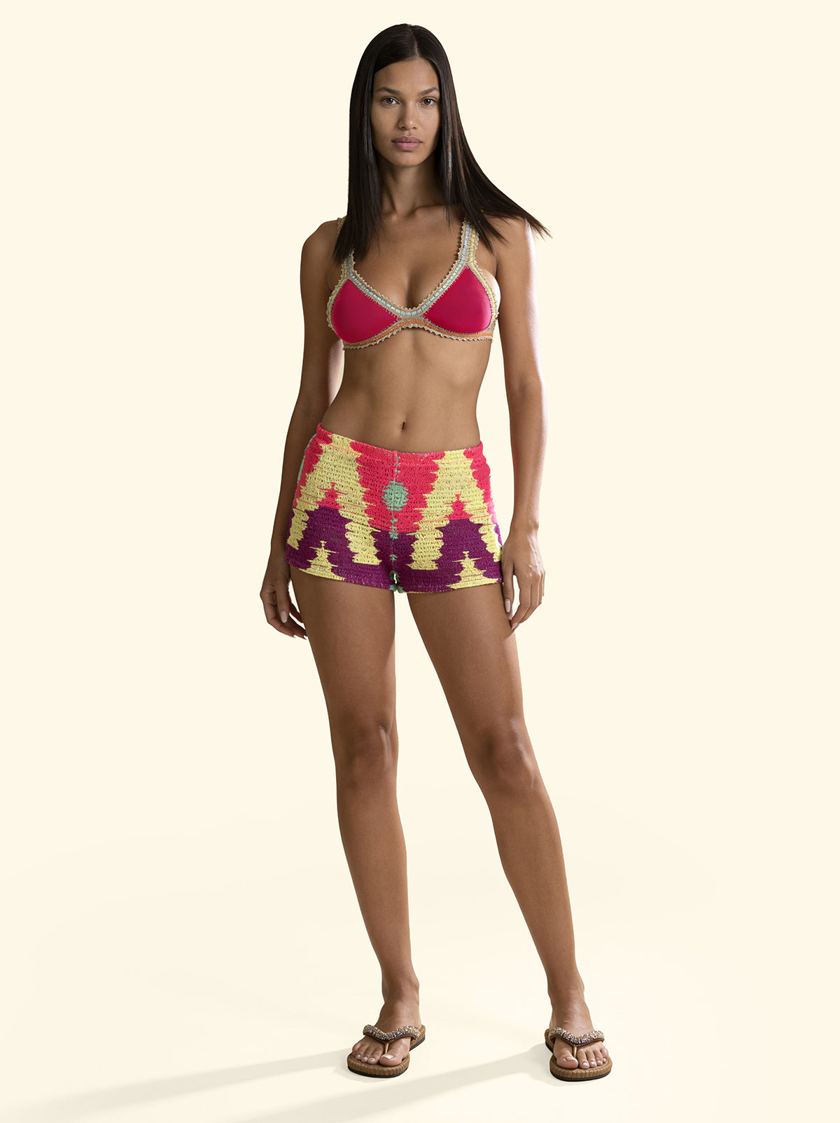 Printed crochet shorts from F**K, model SW0247-X13
