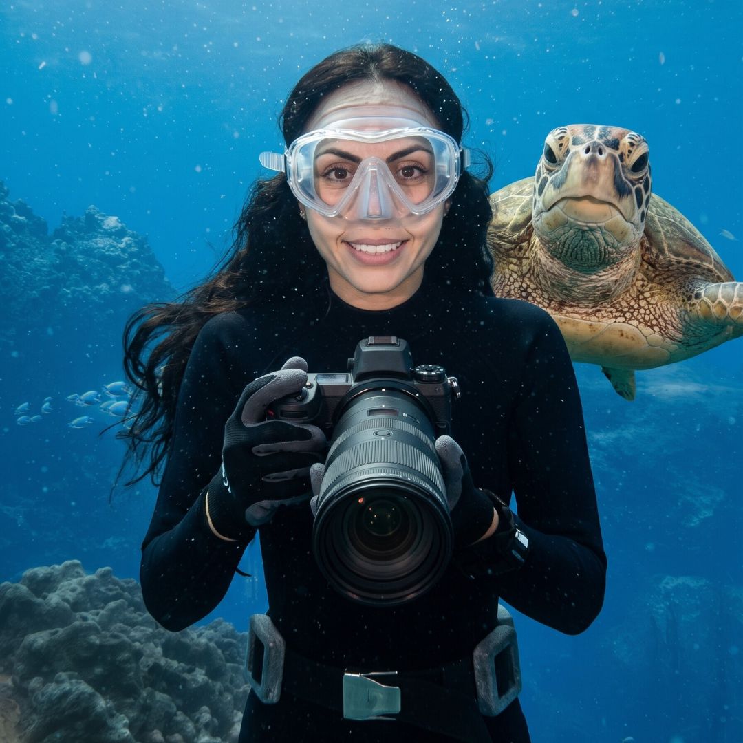 A visitor taking a wildlife-themed photo in The Art of You at Frameless