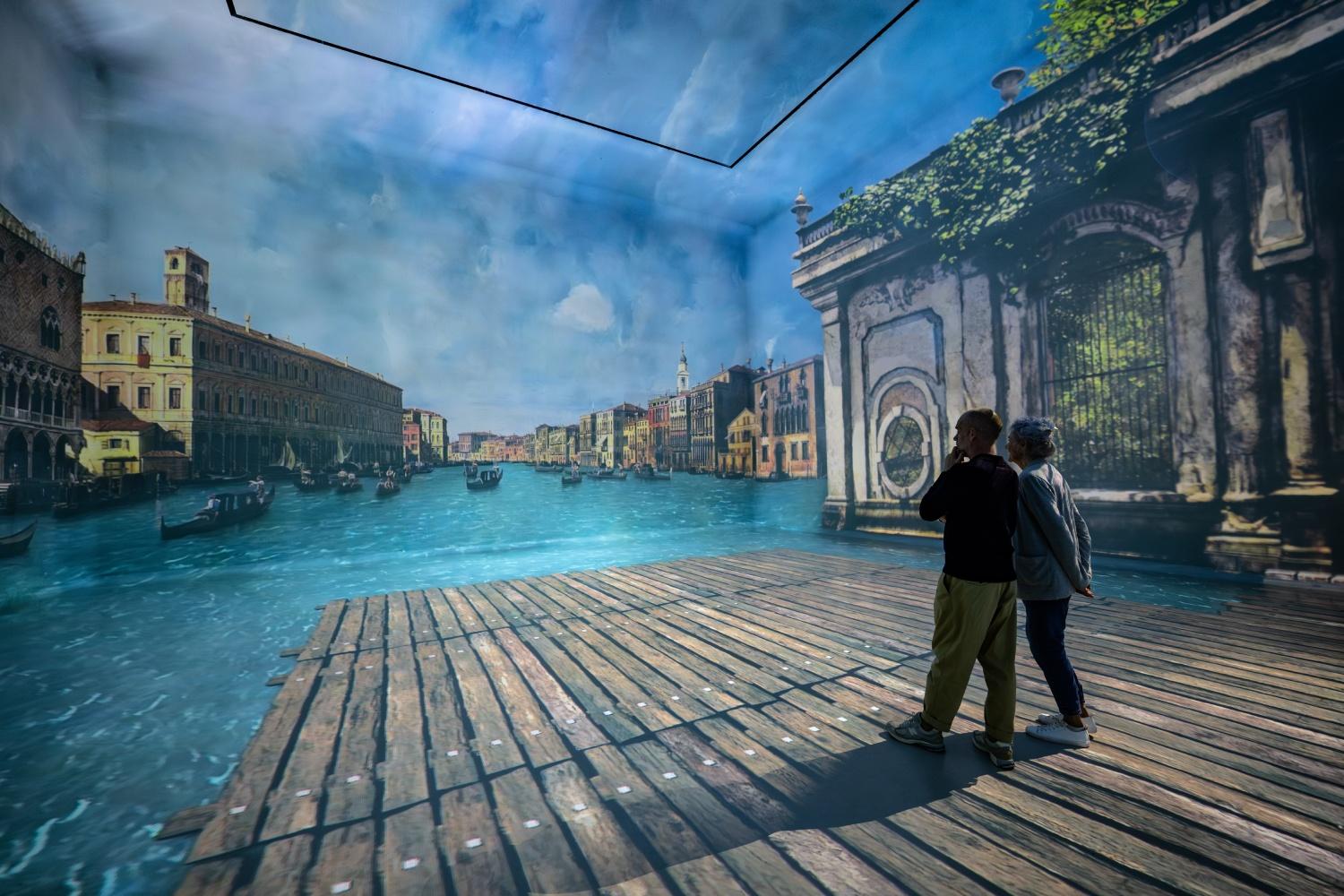 Canaletto's Grand Canal projected across a gallery space at Frameless