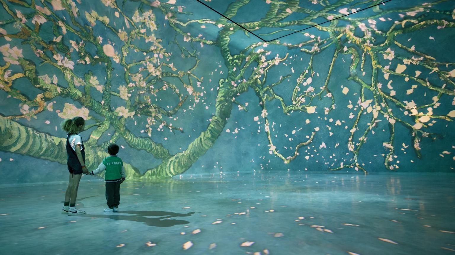 Van Gogh Almond Blossom projected in The World Around Us gallery at Frameless