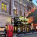 Lyric Theatre marquee glowing at dusk for Harry Potter and the Cursed Child