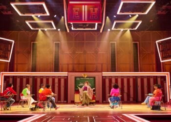 High School Musical cast performing a stage scene