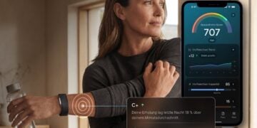 Person trägt ein schwarzes Fitness-Band am Handgelenk