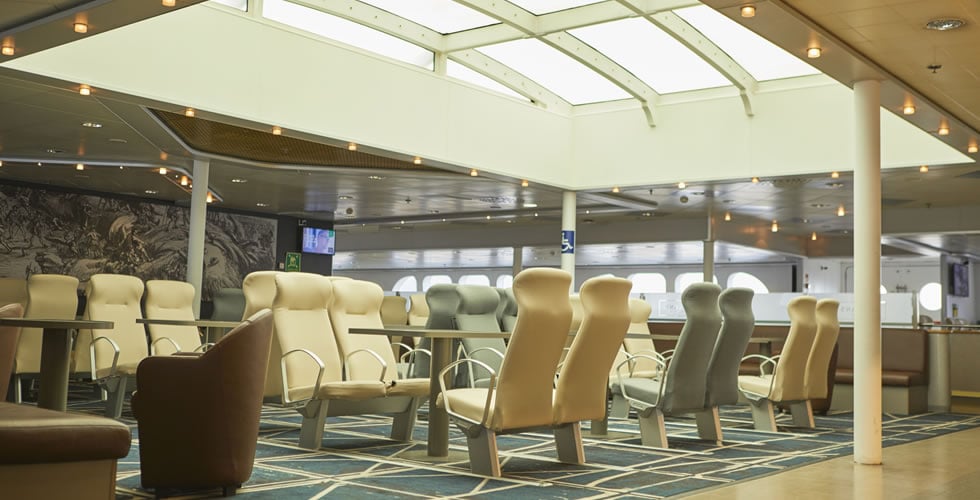 Boylan Brasserie seating aboard Irish Ferries Dublin Swift