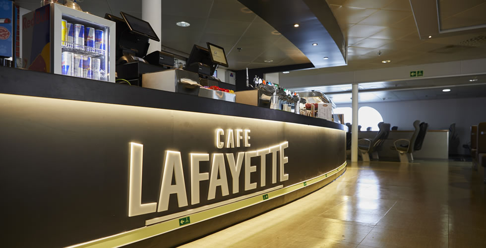 Lafayette cafe counter aboard Dublin Swift