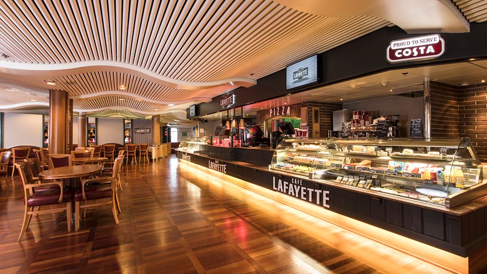 Onboard cafe dining area aboard Ulysses