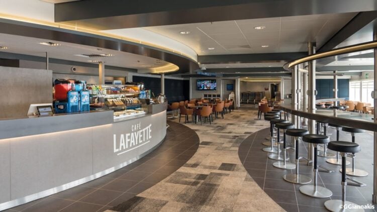 Cafe Lafayette dining area aboard Irish Ferries W.B. Yeats