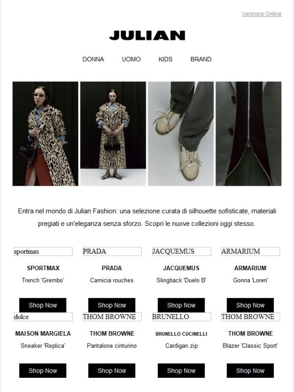 Julian Fashion Frühlingsauswahl mit Trenchcoat, Hemd, Slingbacks und Sneakern