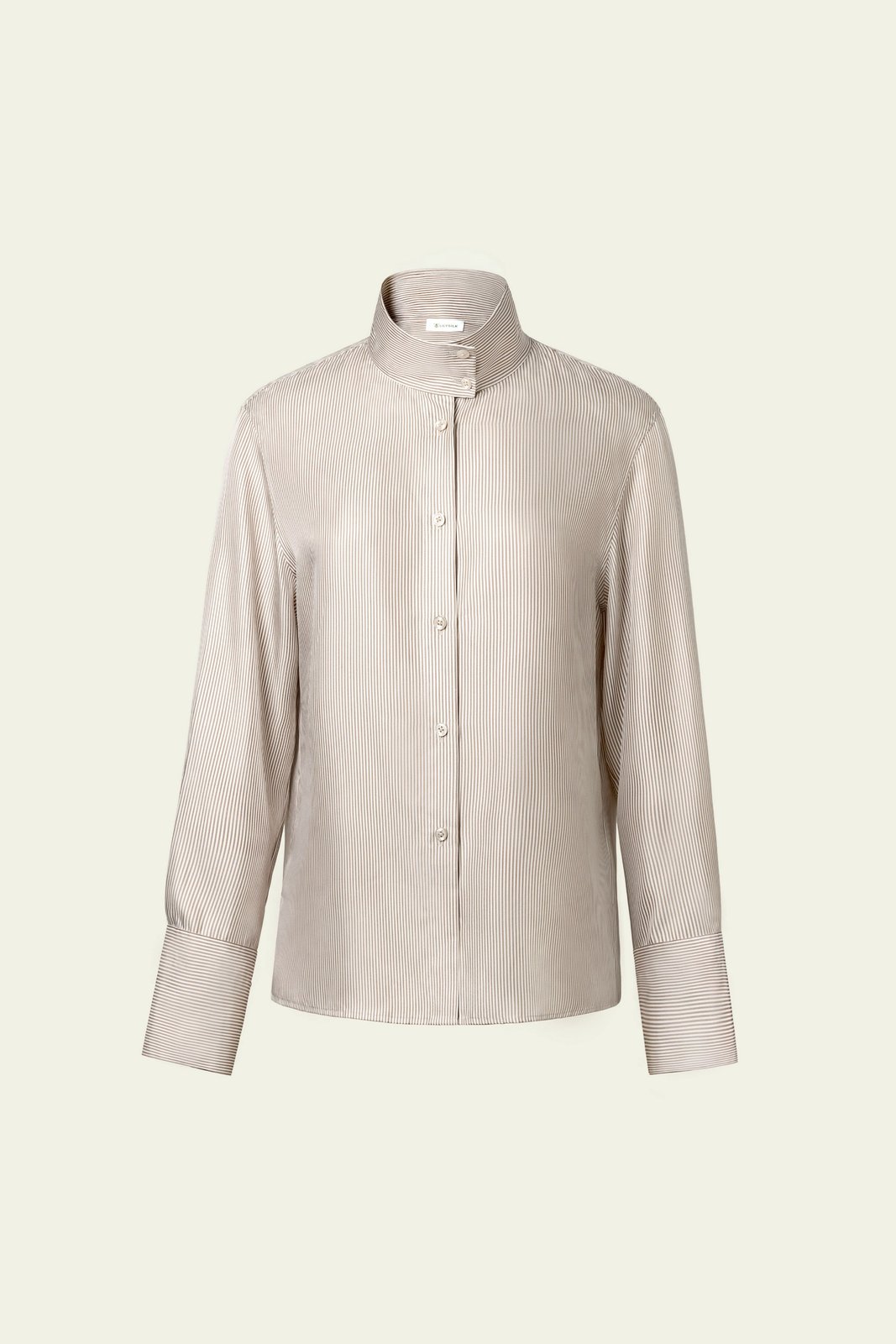 Camicia frontale in twill di seta a righe Lilysilk