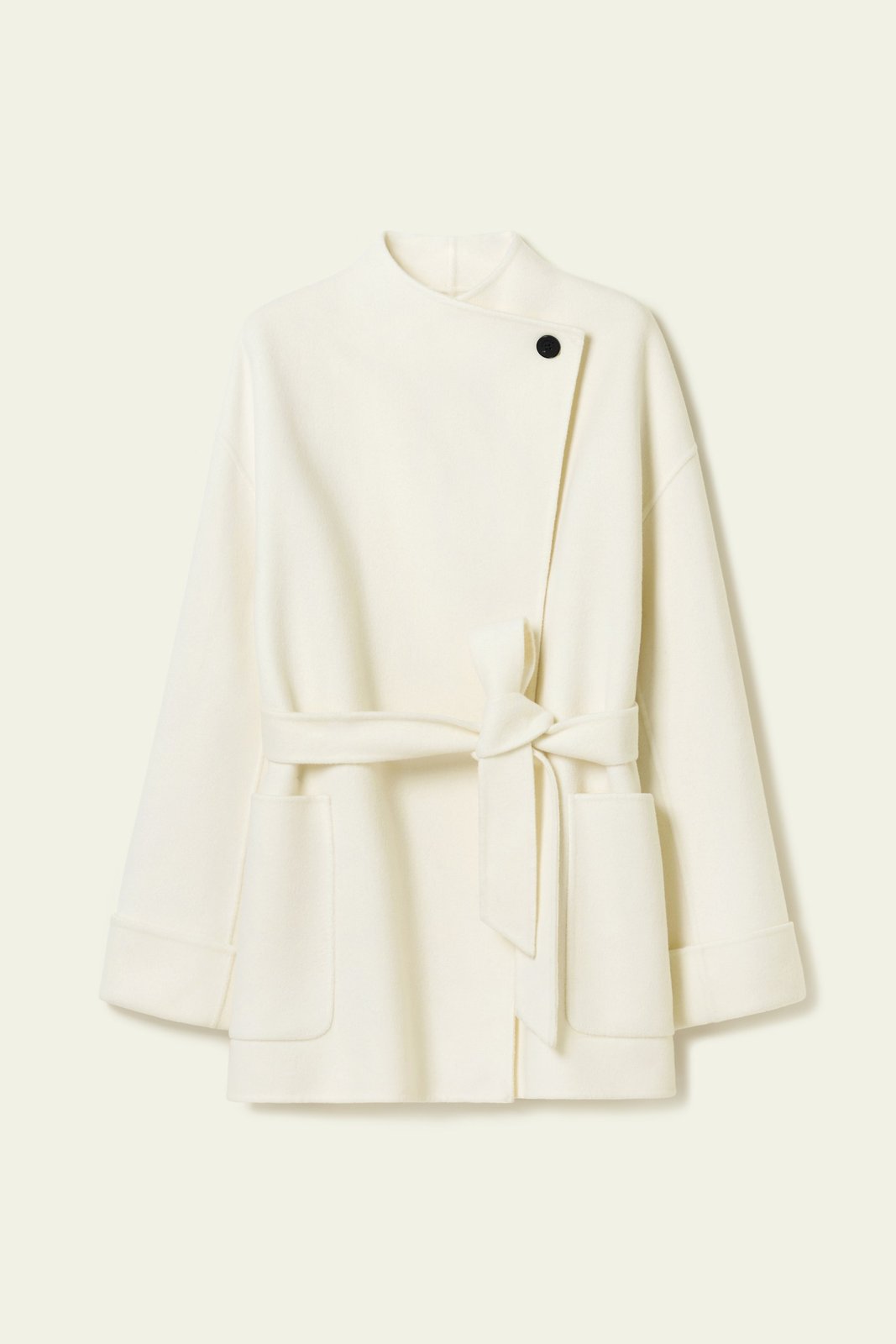 Cappotto corto bianco con cintura Lilysilk