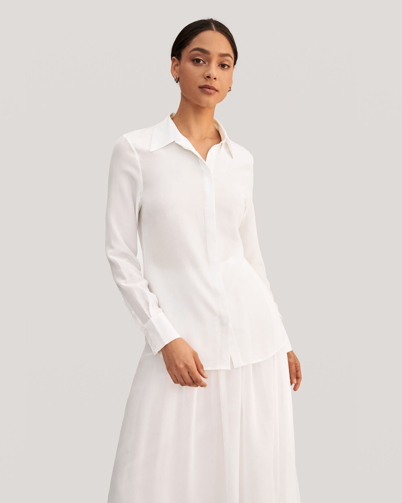 Classic Comfort Silk Shirt in Weiß von Lilysilk