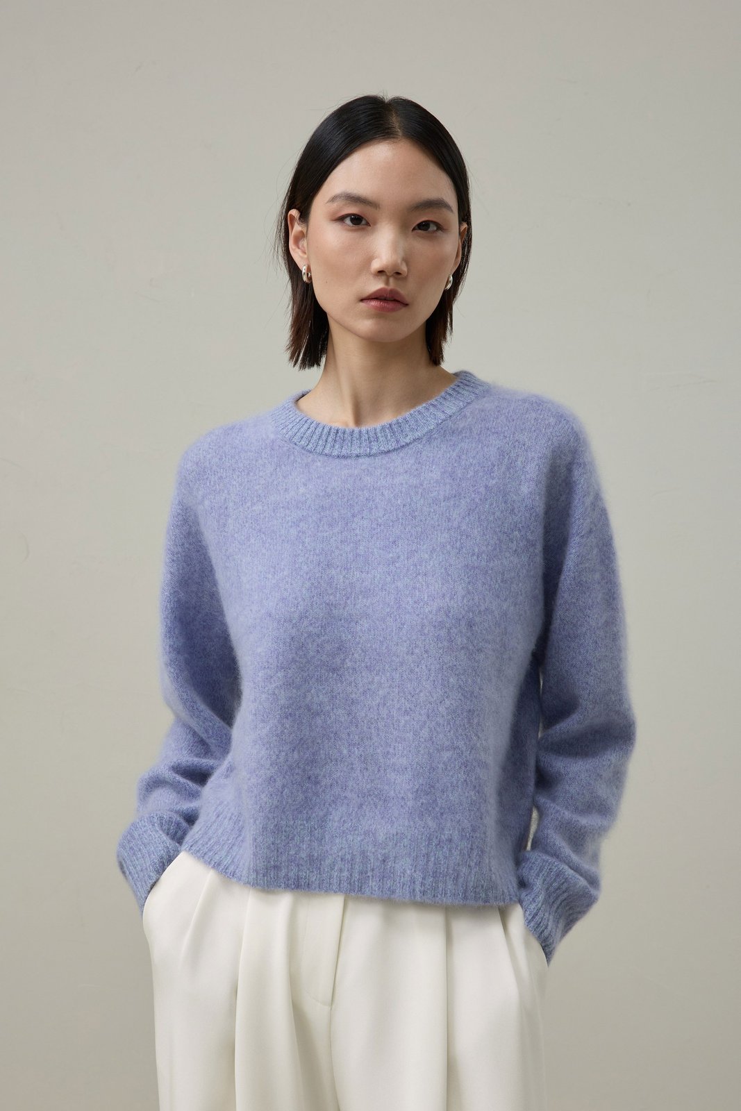 Maglione seamless in cashmere spazzolato a due toni Lilysilk