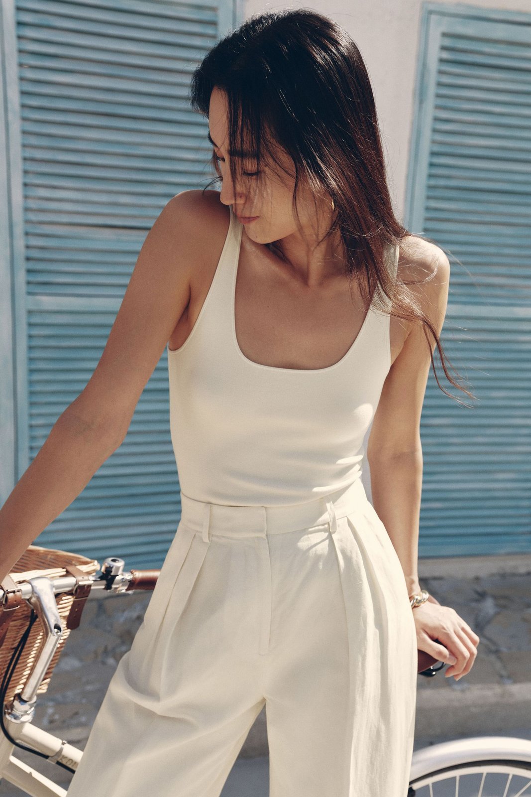 Milano Knit Silk Viscose Tank Top in Weiß