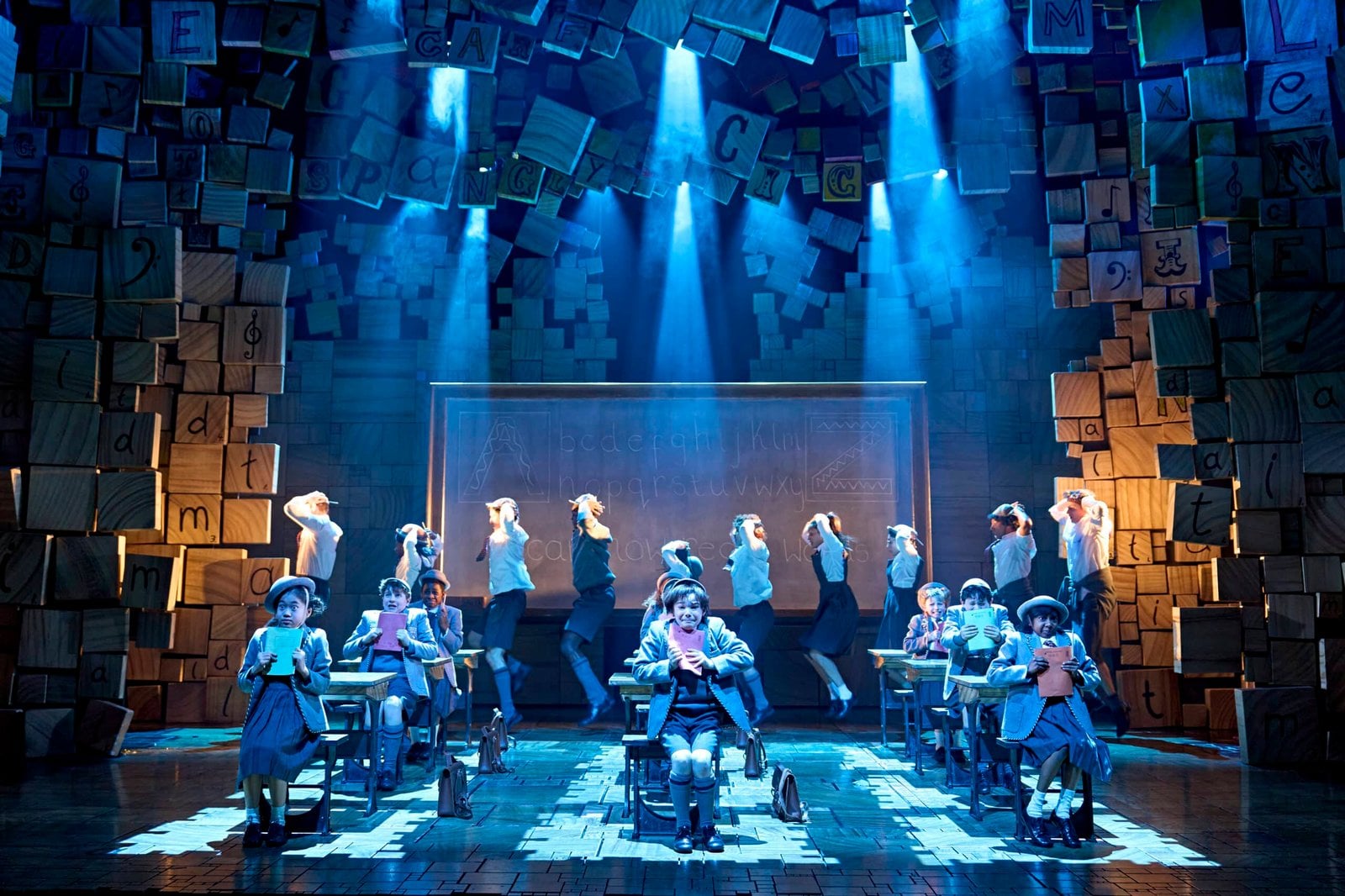 Matilda The Musical ensemble performing a dance number