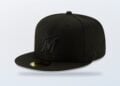 Miami Marlins New Era black on black 59FIFTY fitted hat