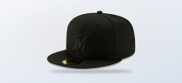 Miami Marlins New Era black on black 59FIFTY fitted hat