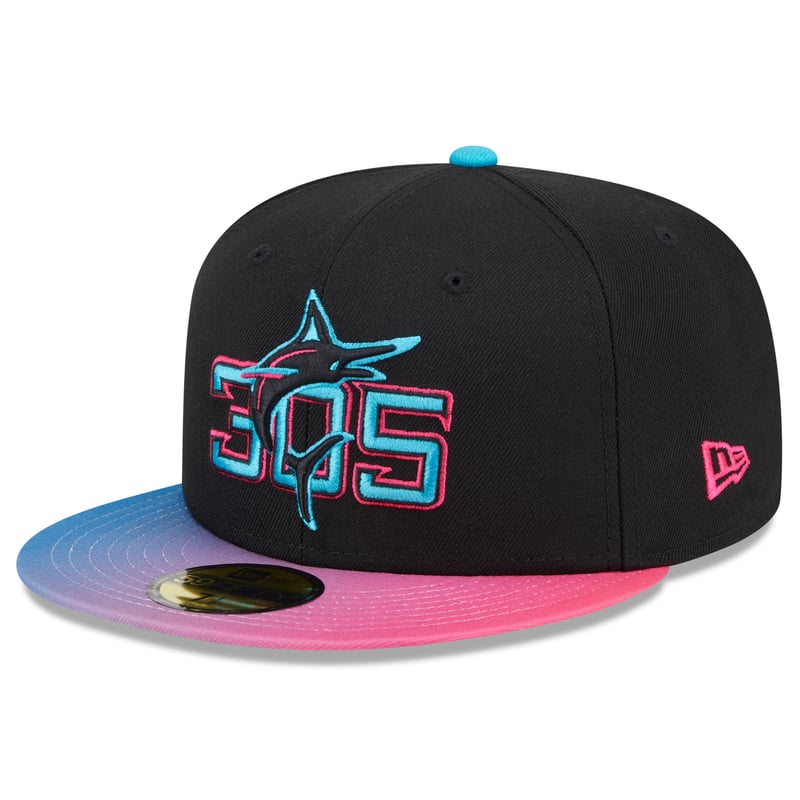 Miami Marlins New Era black and pink 2025 City Connect 59FIFTY fitted hat