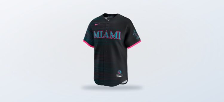 Black Miami Marlins City Connect jersey alternate product view