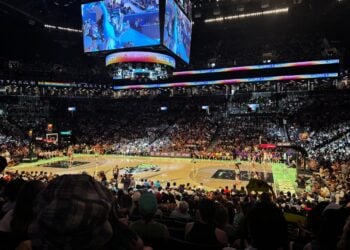 New York Liberty game at Barclays Center with fans in the stands