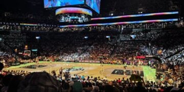 New York Liberty game at Barclays Center with fans in the stands