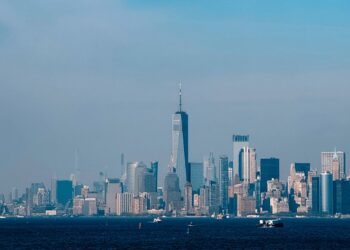 Skyline de Lower Manhattan vu depuis One World Observatory