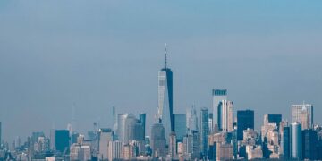 Skyline de Lower Manhattan vu depuis One World Observatory