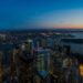 Skyline de Nova Iorque visto do One World Observatory ao entardecer