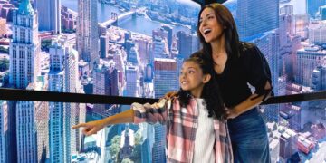 Visitors arriving for the SkyPod elevator experience at One World Observatory
